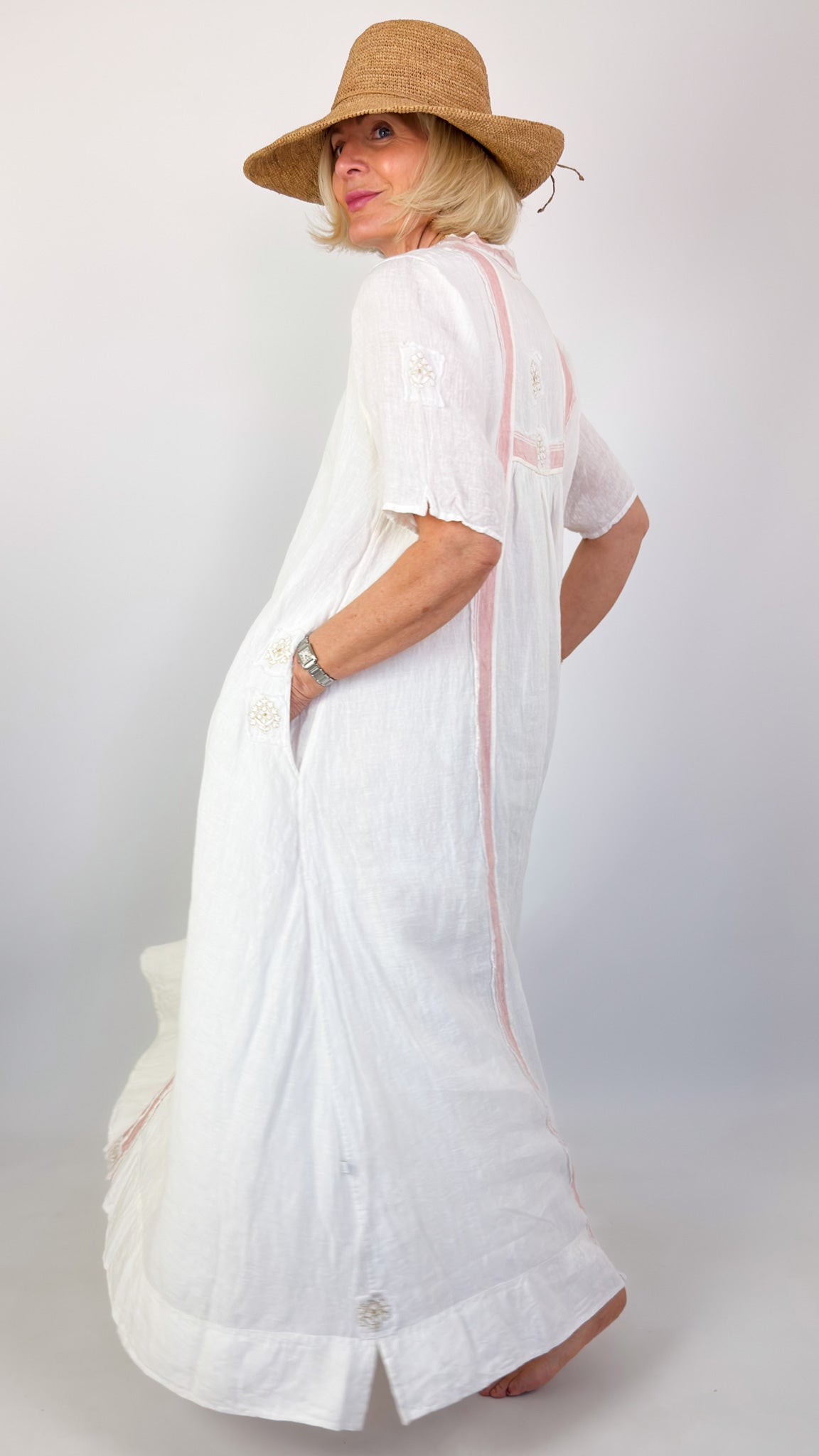 Agencies TurQuoise Dori Kori Dress White