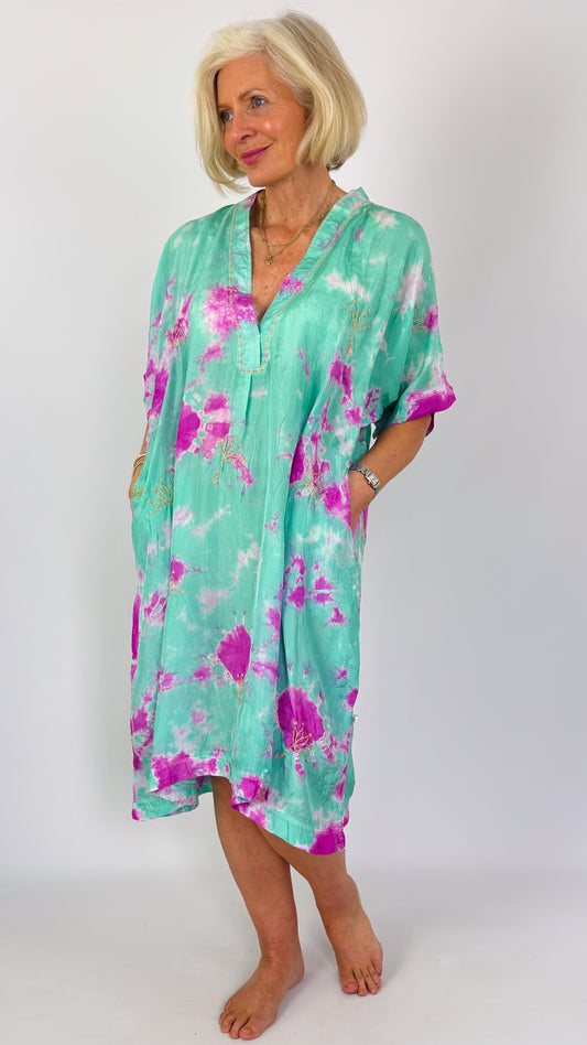 Agencies TurQuoise Vanessa Dress Emerald/Fuchsia