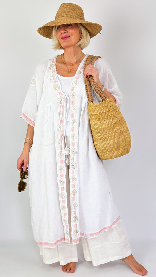 Agencies TurQuoise Poppy Lisa Kimono White