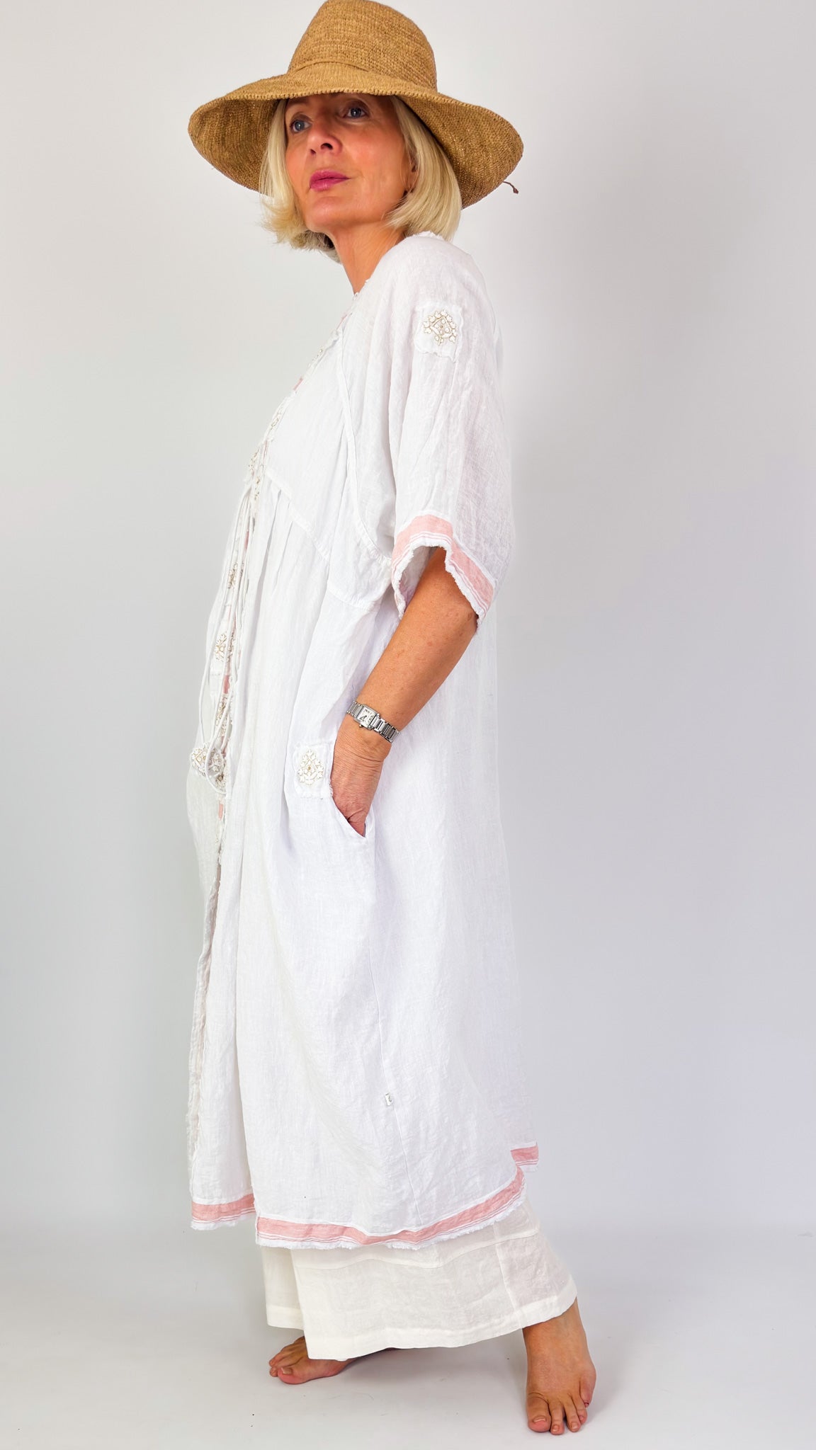 Agencies TurQuoise Poppy Lisa Kimono White
