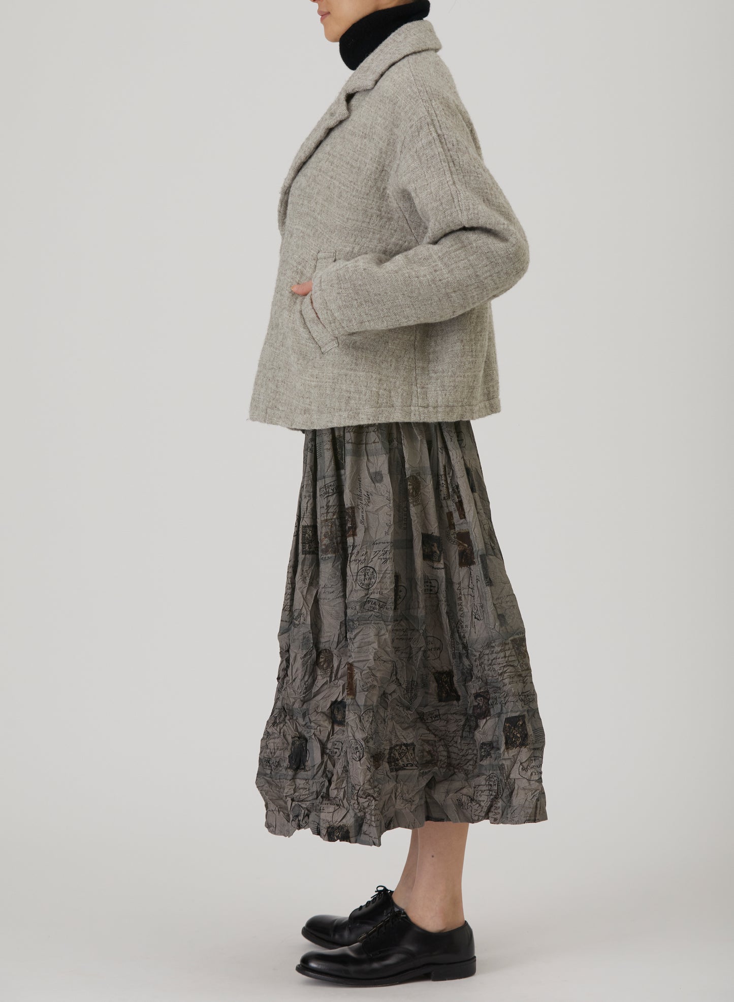 Pas De Calais 7491 Travel Print Skirt Charcoal PRE-ORDER
